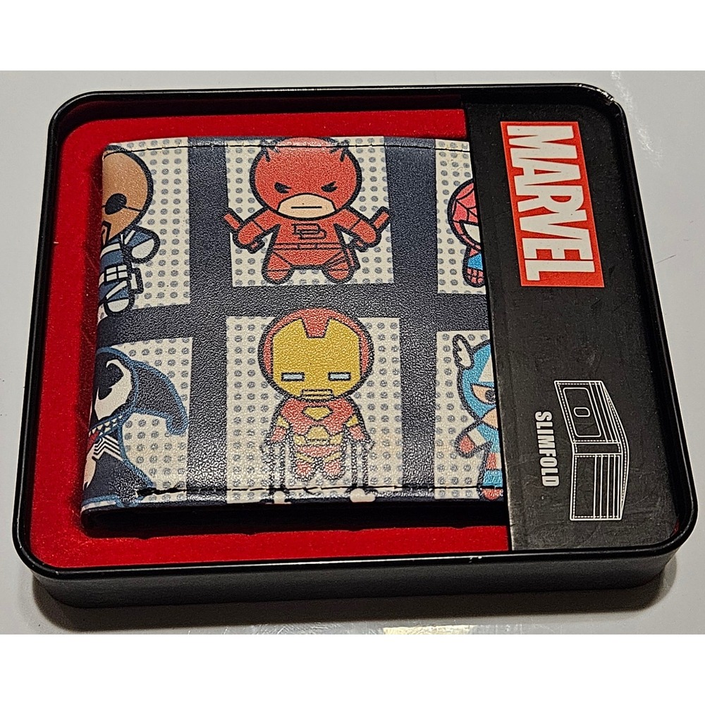 Marvel Comics Slimfold Wallet with Collectible Tin - Avengers Comic Book Style‎